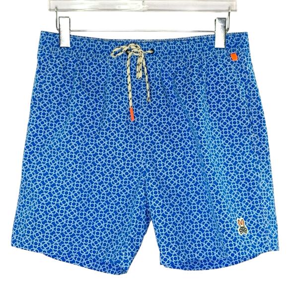 Psycho Bunny L Mens Swim Trunks Shorts Mens Bluefish Geometric 7" Inseam - Picture 1 of 11